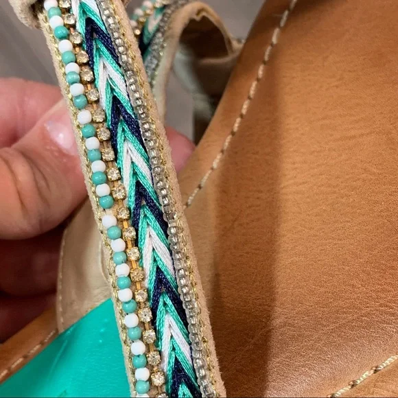 MiA Heritage FIJI Leather Embroidered Beaded Sandals 7M - Picture 5 of 12